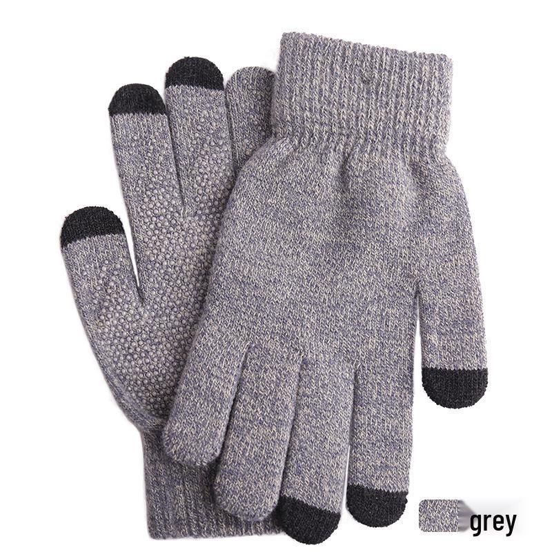"Warm Knitted Touchscreen Gloves for Couples: Thick Non-Slip Wool, Men’s & Women’s Winter Design."