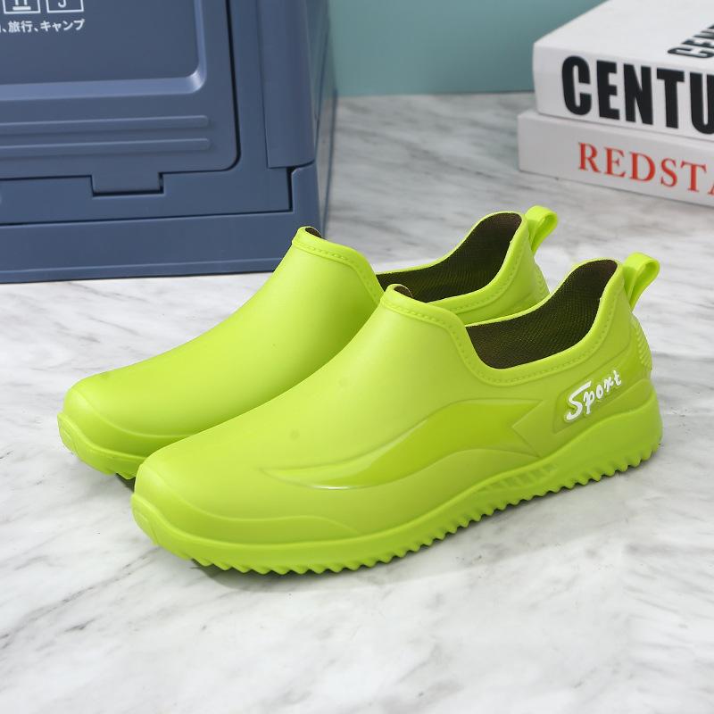 Low-top rain shoes waterproof and non-slip water shoes male adult warm waterproof shoes shallow mouth non-slip rubber shoes