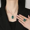 Jewelry Simulation Bird'S Nest Chepala Green Simple Fat Square Set Main Stone 15 * 20