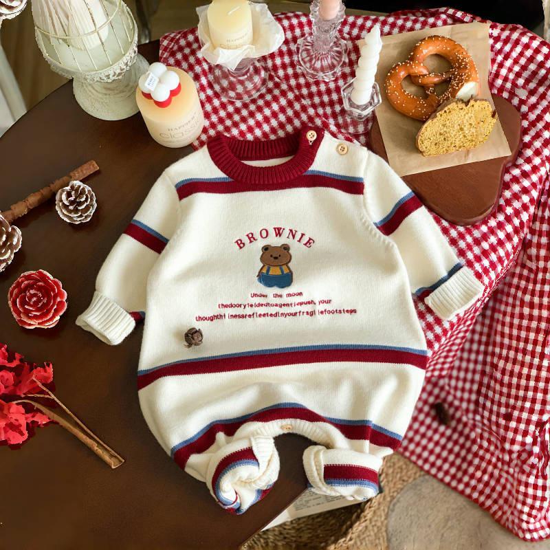 

Осень/Зима Милый вязаный комбинезон и свитер для младенцев и малышей для ползания на улице 80