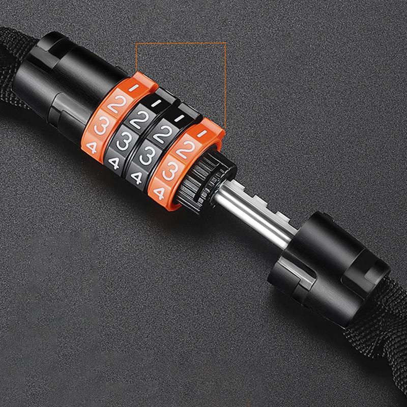 Cycle Lock Cable Long Security Resettable Locks 4 Digit Combination Cable Riding Accessories For Outdoor Commute Trip Fence Gate