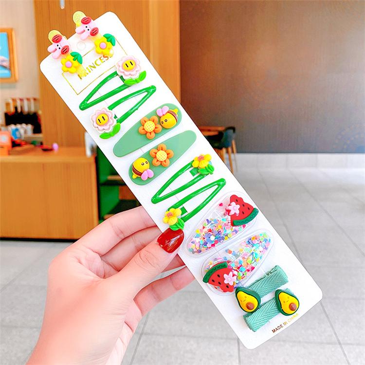2022 Candy Color Children's Cartoon Hairpin Set Animal Flowers Fruit Baby Hairpin Cute Girls Cute Hair Clip