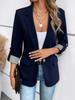 Damen einreihiger Blazer mit Revers und langen Ärmeln