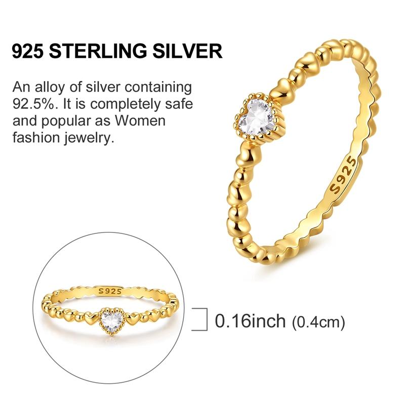 Ring 925 Sterling Silver Sparkling Gold Heart Star Moon Chain Ring For Women Man Girl Wedding Anniversary Part Ring Jewelry Gift