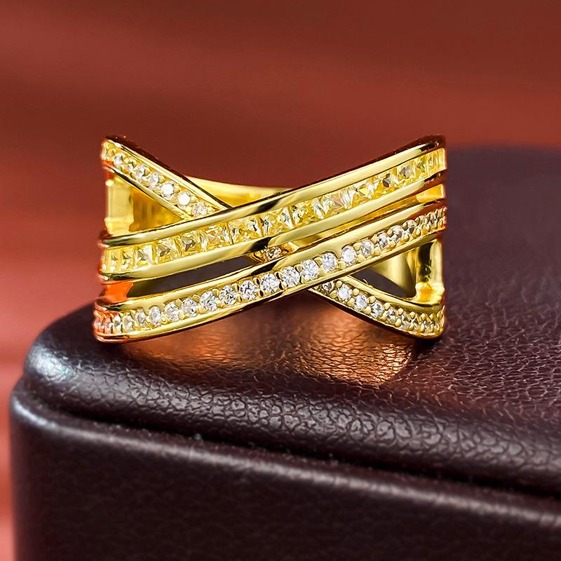 

Ювелирные изделия Xiancan Кольцо-обертка с тремя рядами цирконов и бриллиантов - Европейский и американский стиль Size 5