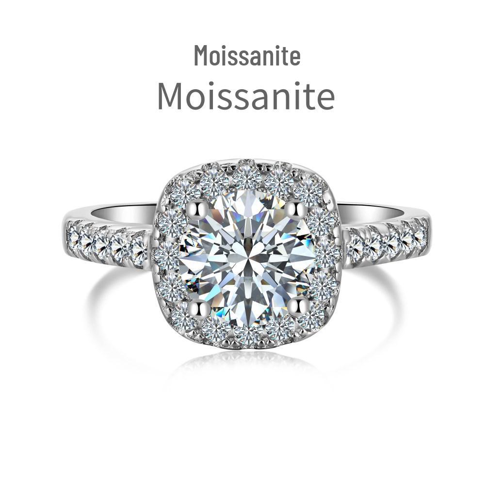 Moissanit S925 Sterling Silber Damenring - D Farbe, Super Glanz, Geometrisches Wassertropfen-Design, Ideal für Hochzeiten und Bankette