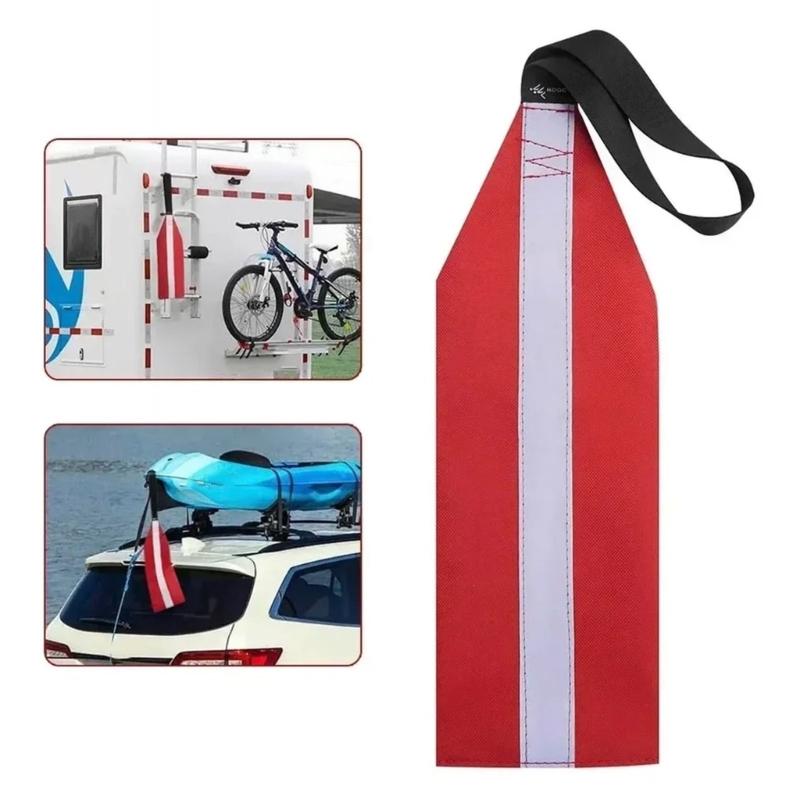 2 Bright Red  Warning Flags with Reflective for Boats  and Outdoor