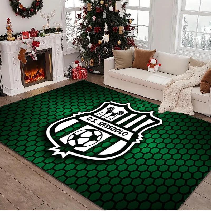 1 Stück Teppich Sassuolo Fußballwappen Design Teppich, Stuhlteppich, Läufer für Büro Schlafzimmer Wohnzimmer Schlafzimmer, Fußabtreter Dekoration Weihnachts-Fan-Geschenke