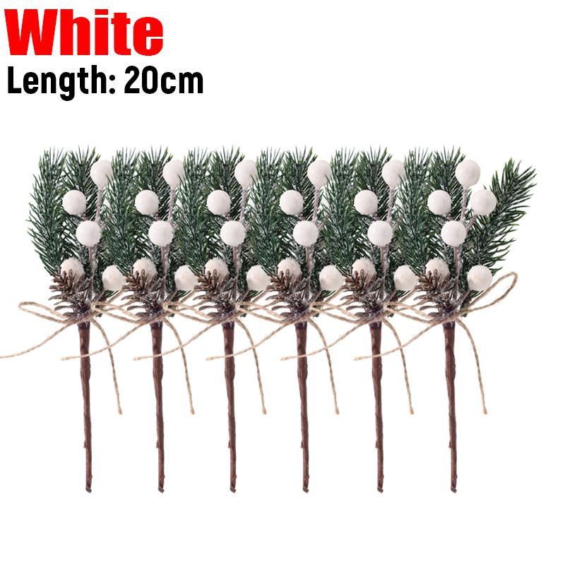 

Artificial Holly Berry Pine Branches Christmas Ornaments Fake Berry Bouquet DIY Crafts Xmas Tree Wreath Holiday Decoration Gifts 1pc