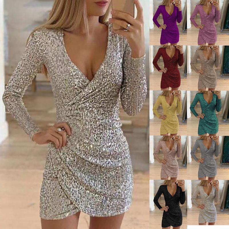 Elegant Women Sequin Christmas Bodycon Dress For Evening Parties And Events