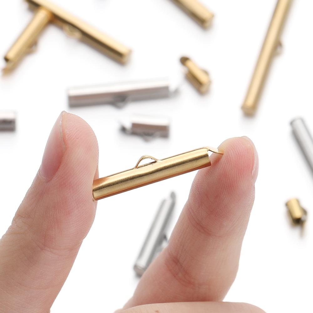 10pcs/lot Fastener Tube Crimp End Caps Slider Clasp Bracelet Buckles for DIY Connectors Loom Jewelry Making Findings Accessories