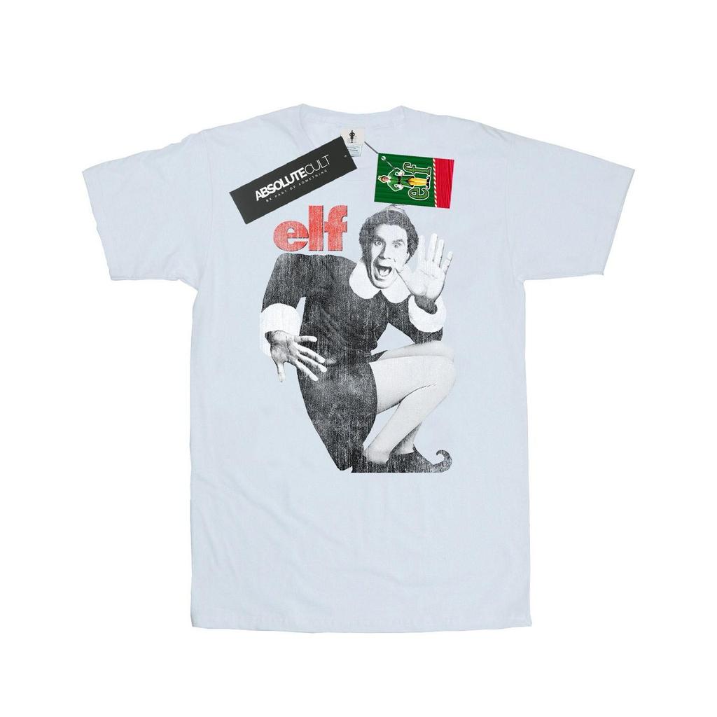 Elf Mens Mono Distressed Poster T-Shirt