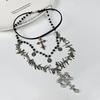 Luxury Vintage  Chain Imitation Pearl Chain Necklace For Women Punk Cross Pendant Choker