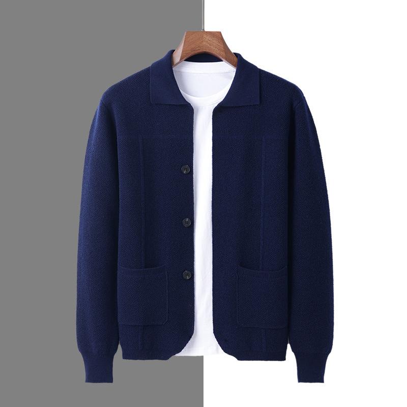 Men`S 100 Pure Wool Knitted Cardigan