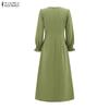 ZANZEA Women Casual V-Neck Solid Color Long Sleeve Dress