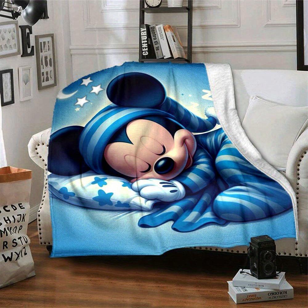 1pc Mickey Mouse Sleepwear Print Soft Home Blanket - Cute Cartoon Decorative Throw for Roomz007