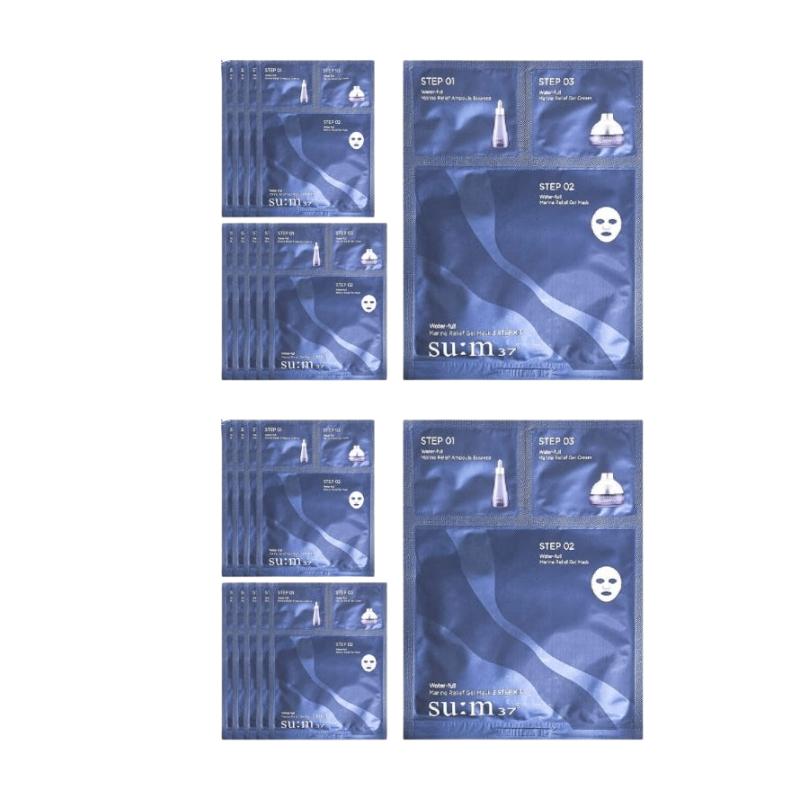 

SU:M37 Water-full Marine Relief Gel Mask 3-ступенчатый набор (10 листов) | Интенсивное увлажнение и успокаивающий уход | Набор корейской косметики 28ml*10sheets 2ea