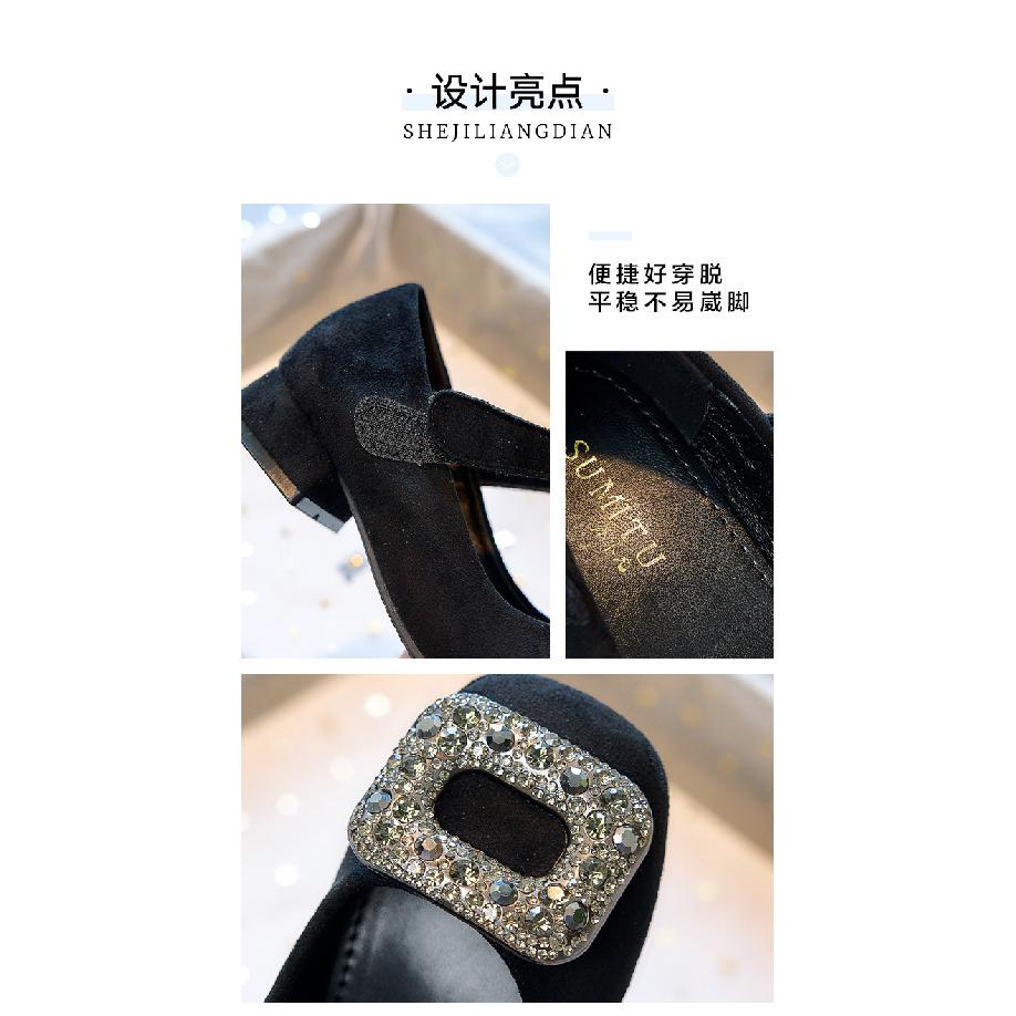 2026New girls' high-heeled princess shoes, spring and autumn children's leather shoes to match dresses, little girls' Mary Jane square-toed single