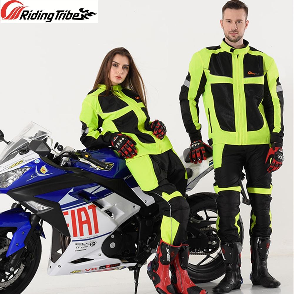 Herren Damen Sommer Stil Atmungsaktive Motorradjacke Nacht Hohe Sichtbarkeit Motorrad Reitmantel mit 5 Stück Protektoren JK-21