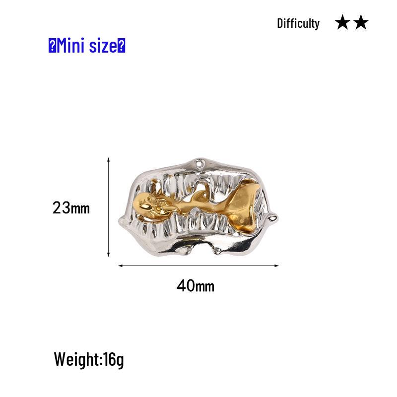 Intelligence Puzzle Zinc Alloy Disentanglement Rings - Unlock Nine Linked Rings Kongming Luban Lock Educational Toy