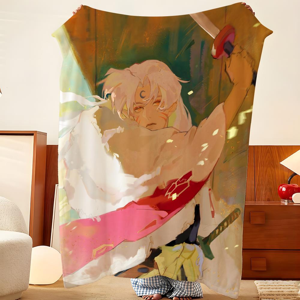 Couverture jetée en flanelle I-Inuyasha, Légère et douillette, Durable, Lavable, Mignonne, Cool