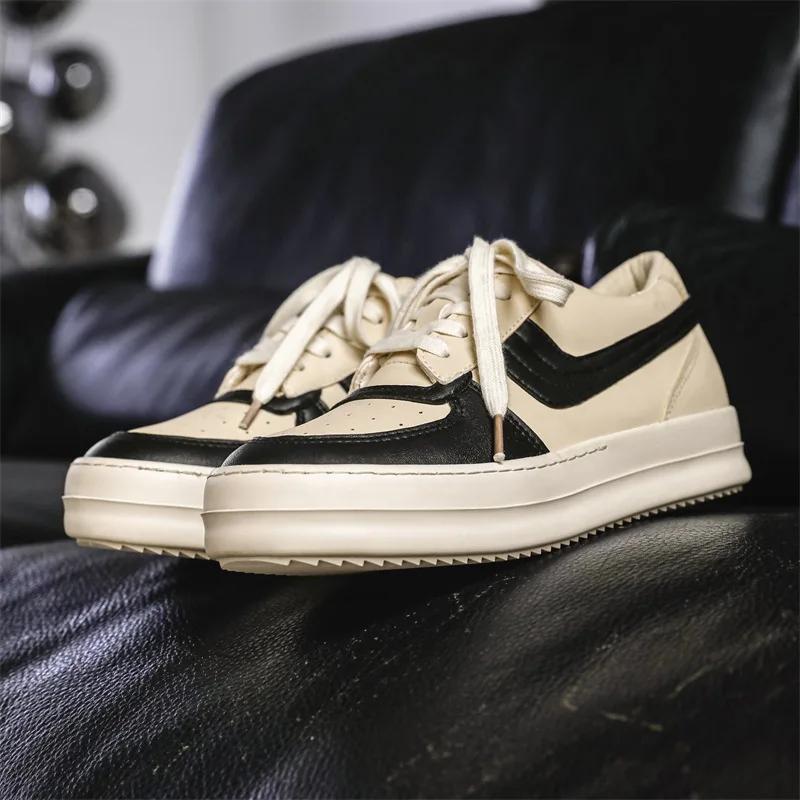 

2025 New Men s Black and White Premium Sneakers Thick Bottom Wear resistant Outdoor Running Shoes Fashion Trend Casual Shoes 39 бежевий
