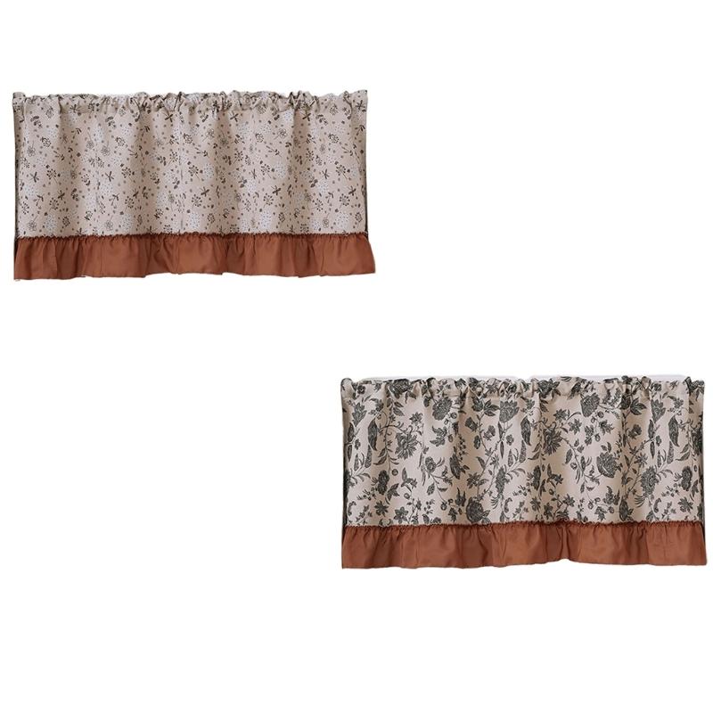 Retro-Stile Florale Designs Kurzer Vorhang Atmungsaktive Transparente Fensterdekorationen für Wohnzimmer Küche Schnelle Montage