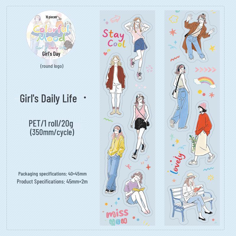 Ketchup Girl Colorful Mood Series Die-Cut Tape - 4 Styles of Life Journal Scenery Stickers