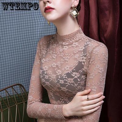 Damen-Bottom-Shirts, Spitze, langärmelig, beliebter französischer Stil, einzigartige Slim-Fit, sexy Temperament, Top für Damen