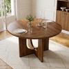 Round Dining Table, 120 x 120 cm, Suitable for 4-6 People, Classic Design, Scandinavian-Minimalist Style, Walnut Wood Color (without chair)