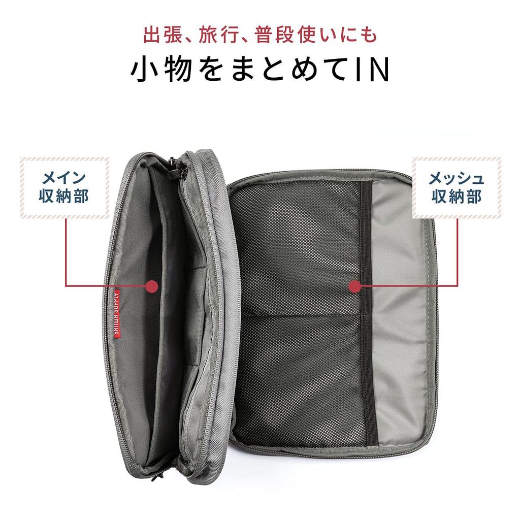 Sanwa Direct Gadget Schlanke Reise-Aufbewahrungstasche, Design, Reise-/Geschäftstasche, Größe, Marineblau, 200-BAGIN024NV