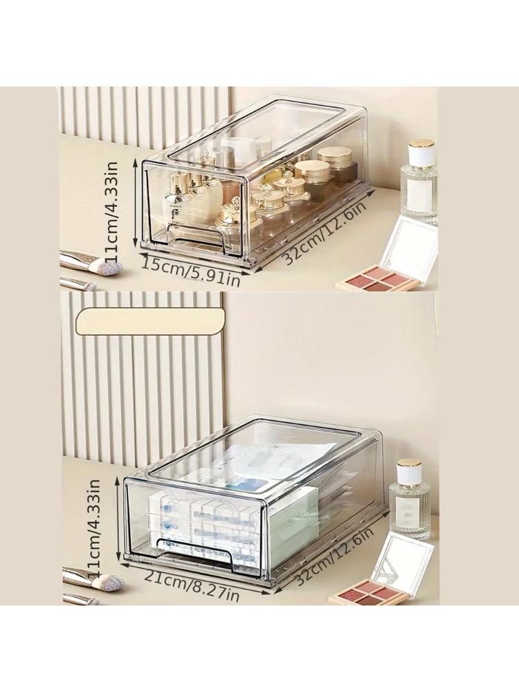 1 Pack Plastic Drawer Storage, Clear Stackable Storage Drawers Large Storage Bins with Drawers, Acrylic Drawer Organizer for Off