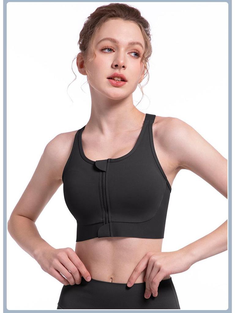 Dambekläder Högintensiv Justerbar Sport-BH med Dragkedja fram och Stötdämpning
