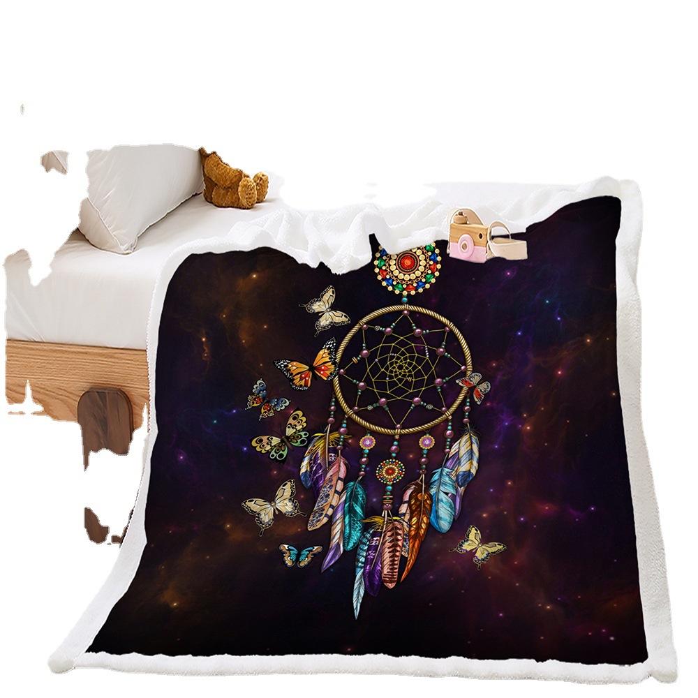 2D Digital Printed Cover Blanket Dream Catcher Animal Thickened Lamb Fleece Crystal Fleece Blanket