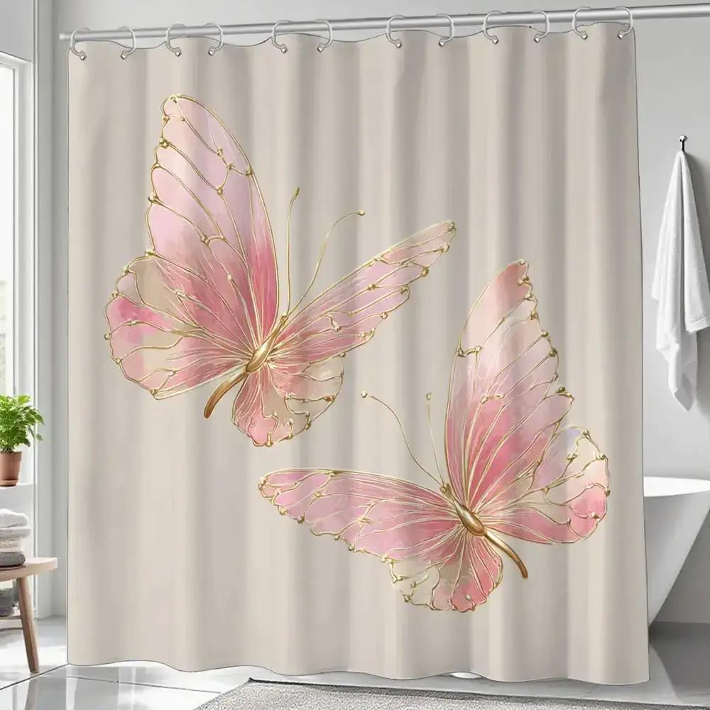 1pc Bathroom Shower Curtain, Quick Painting Design, Sweet Day Shower Curtain, Includes 12 Hooks, 180x180cm Bathroom Curtain Ho