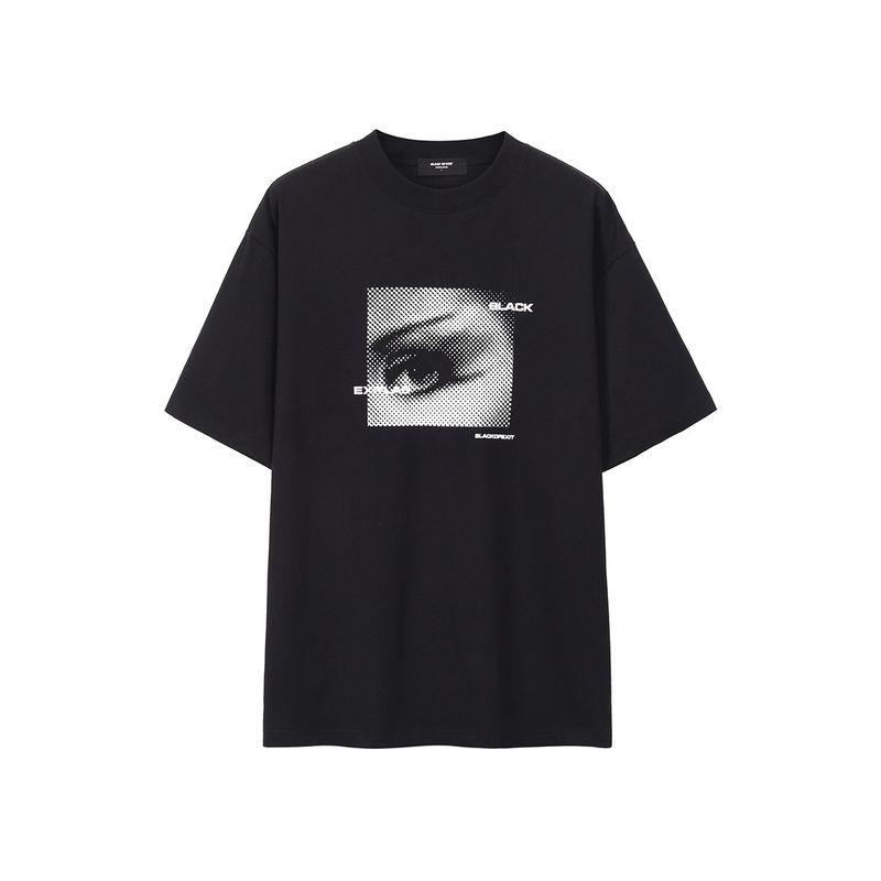 Black of Exit High Street Dark Abstract Print Loose Short-Sleeved T-Shirt for Men and Women, National Trend Niche Design Tee