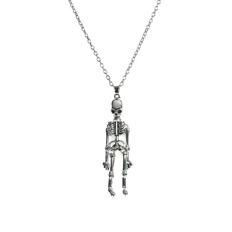 Men's Trendy Stainless Steel Dark Skeleton Pendant Necklace for Halloween