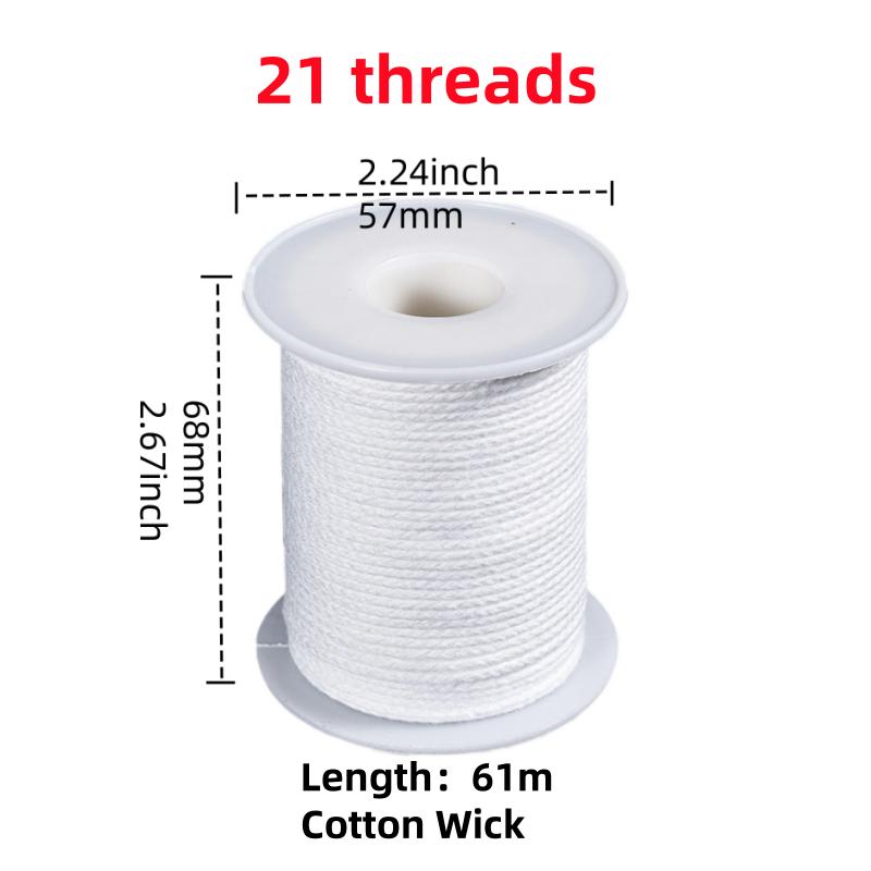 

50/61 Meter Cotton Candle Wick 21-45 Thread Low Smoke ECO-friendly Wicks DIY Whole Roll Roller Degreased Cotton Candle Wick