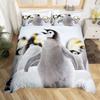 Penguin Comforter Cover Kawaii Animal Print Black White Little Penguin Duvet Cover Blue Iceberg Antarctica Winter Bedding Set