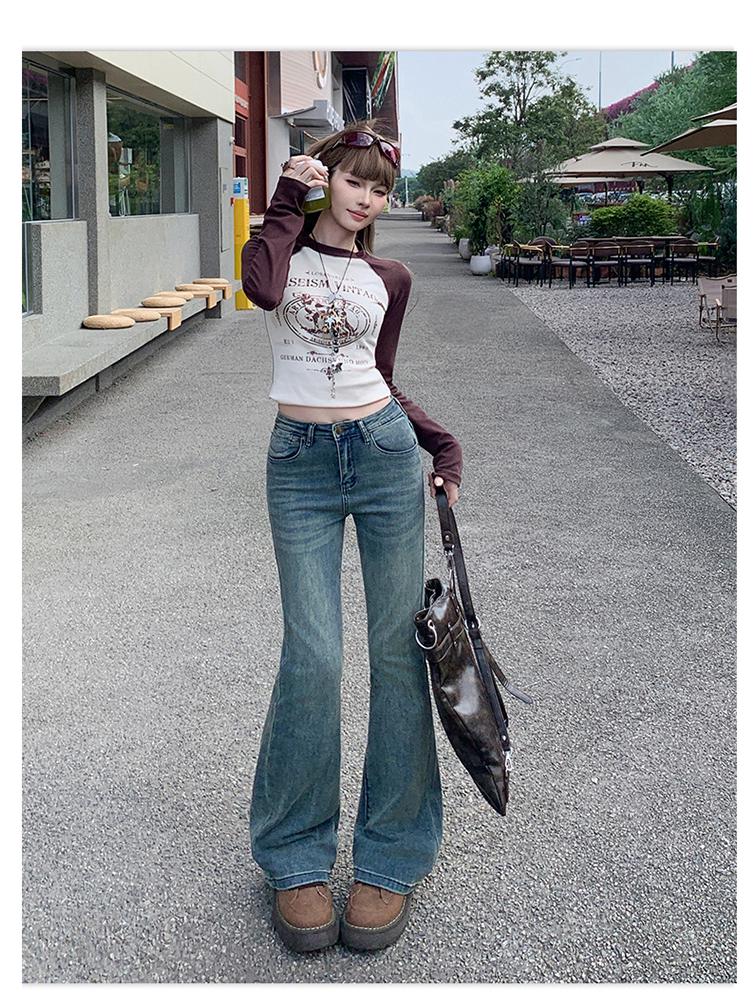 2025 Women's High-Waisted Retro Micro-Flare Jeans - Elastic, Hot Girl Style