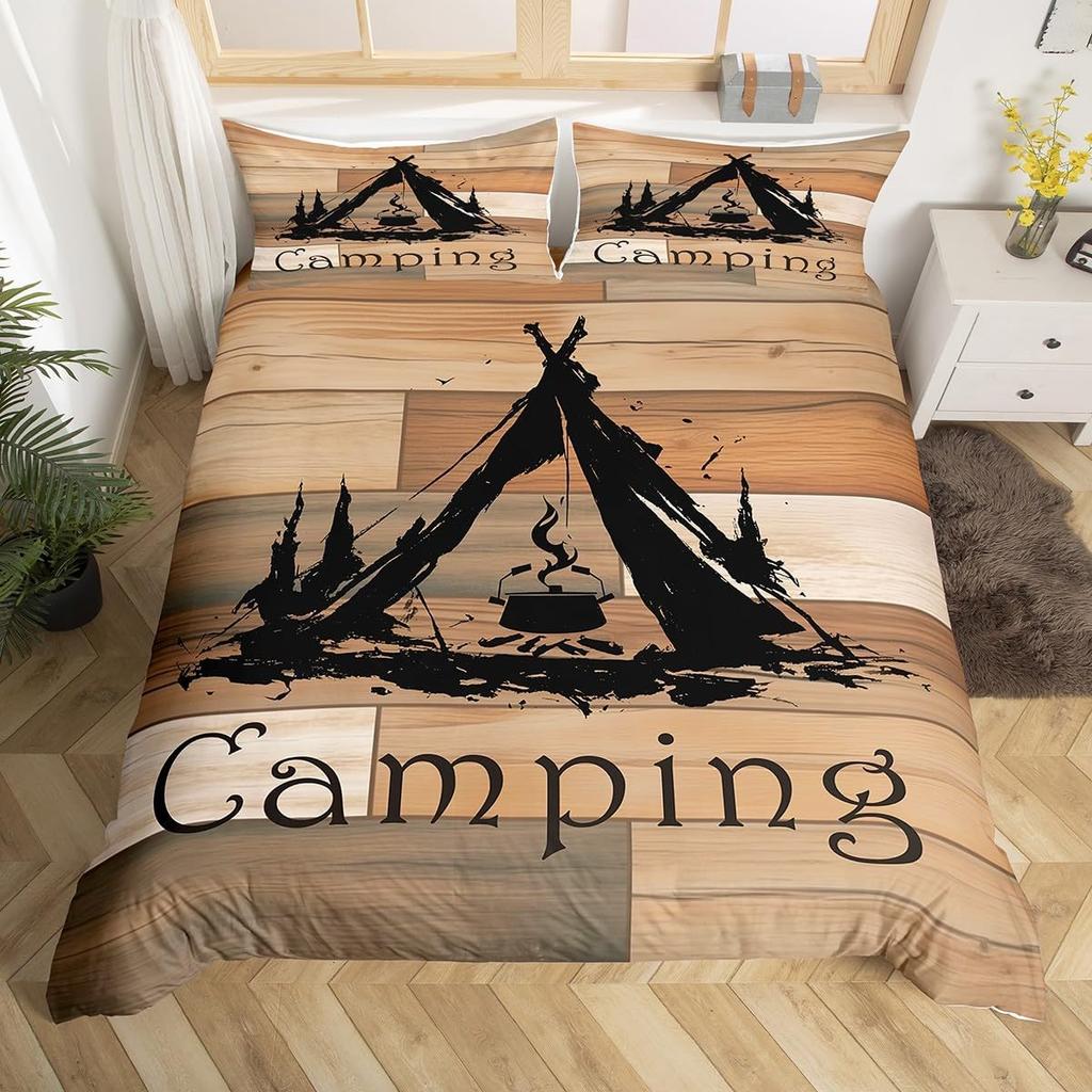Camping Duvet Cover Set Full King Size Cartoon Rv Camping Car Bedding Set Camper Accessories For Travel Trailers Comforter Cover
