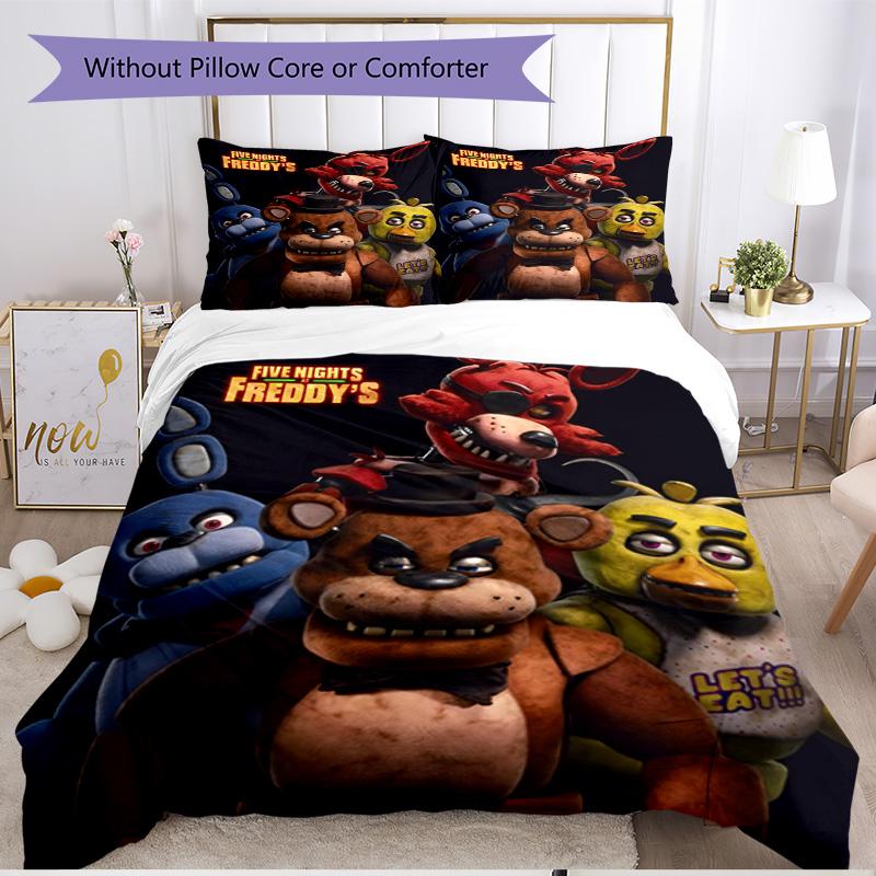 3pcs Duvet Cover Set (1*Duvet Cover + 2*Pillowcase, Without Core), Five Nights At Freddy's Print Soft All‑Season Bedding Set, Home Bedroom Decor Gift