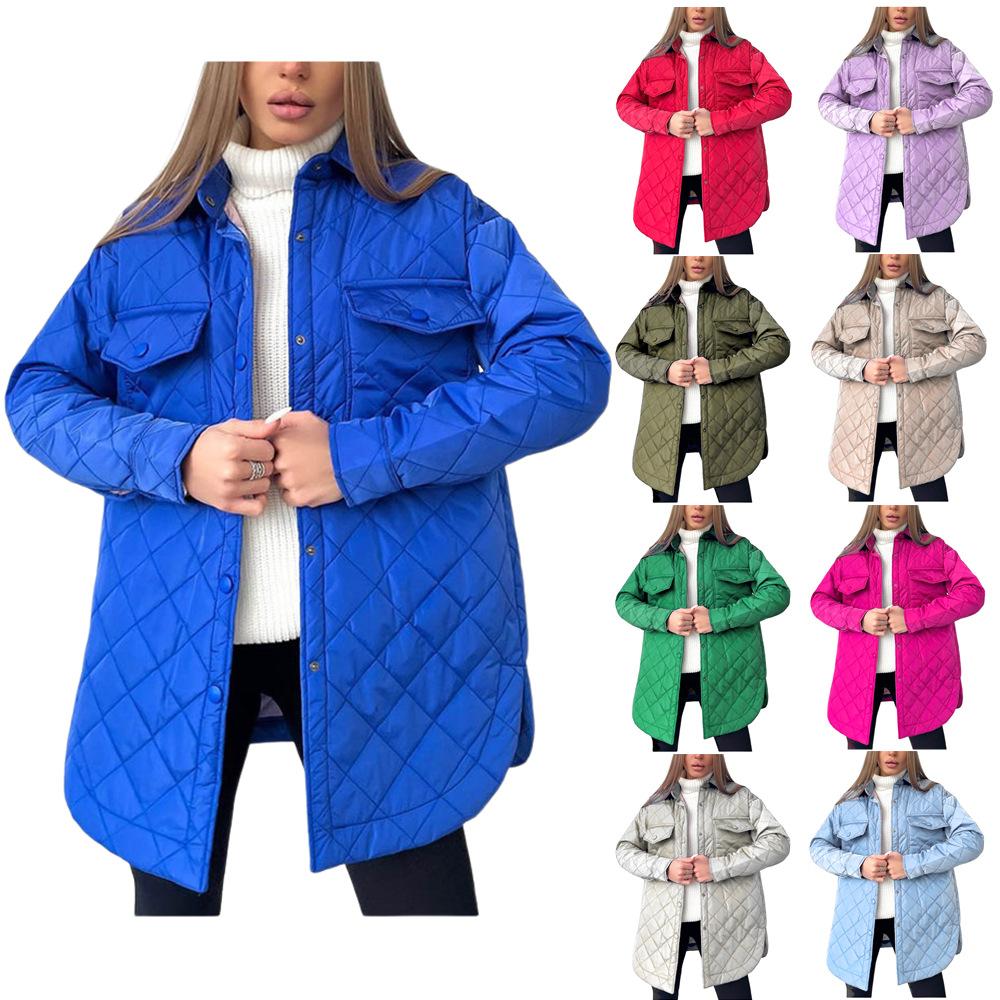 Women's Winter Jacket Casual Turn Down Collar Belt Loose Overcoat Office Lady Outwear Woman Clothes