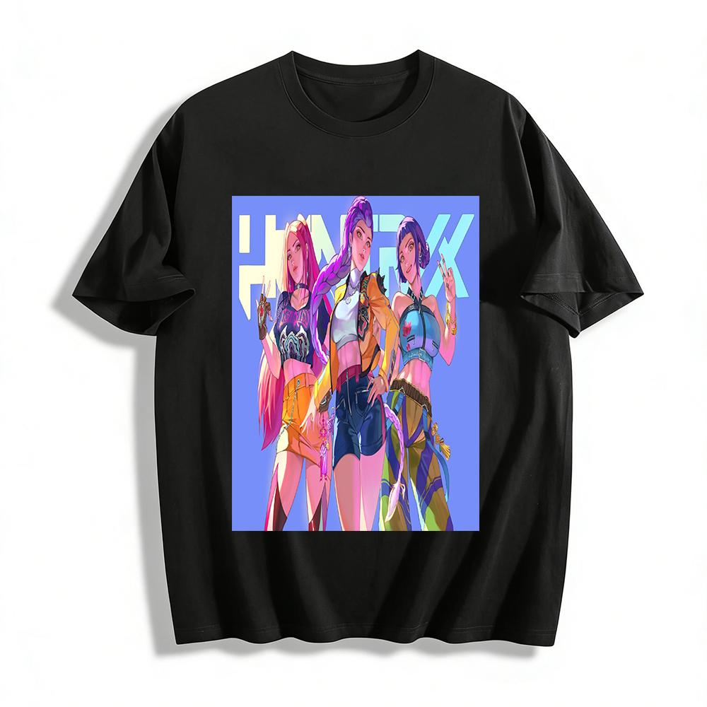 

Trendy E-sports Girl Group Printed T-shirt Unisex Loose Casual Street Style Game Peripheral Top Pure cotton T-shirt XXS