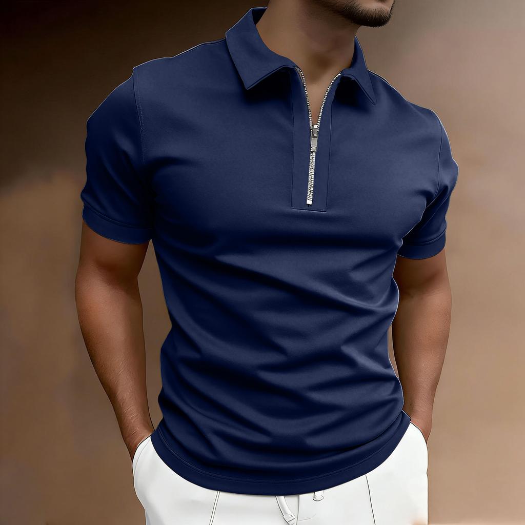 Men's Short-sleeved Button-down T-shirt