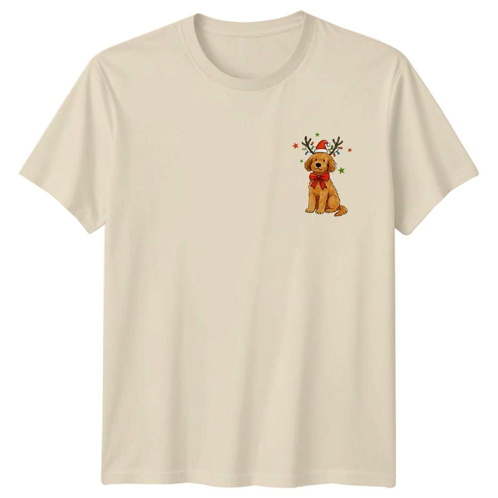 Golden Retriever Dog Reindeer Christmas Lights Holiday Unisexs Unisexs Graphic Tee