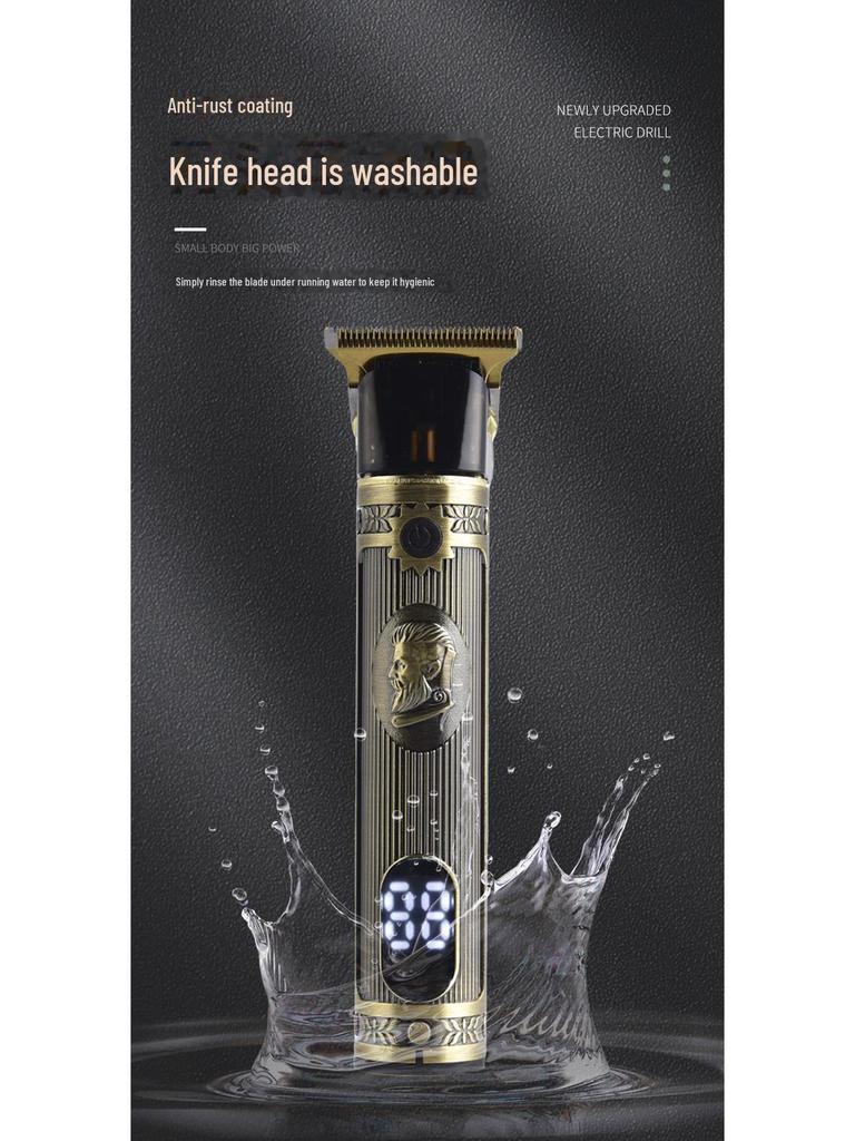 Electric Hair Clipper and Trimmer - Stainless Steel, Oil Head, Carving, Shaving