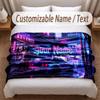 Neon Abstract Theme Soft Blanket Personalized Custom Name Text Print Warm Blanket Home Sofa Bedroom Decor