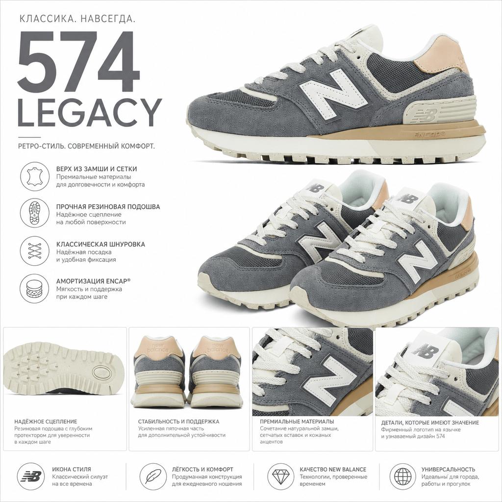 New Balance Sneakers Unisex 574 Legacy Apollo Grey U574LGDB