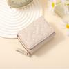 Women Stylish Tri-Fold Wallet Embroidered Heart Cash Wallet Mini Card Holder Wallet with Zippered Coin Pocket for Dating Shopping